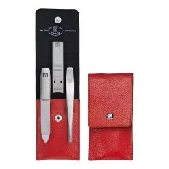 Zwilling 3-pcs Calf Leather Snap Fastener Case Red